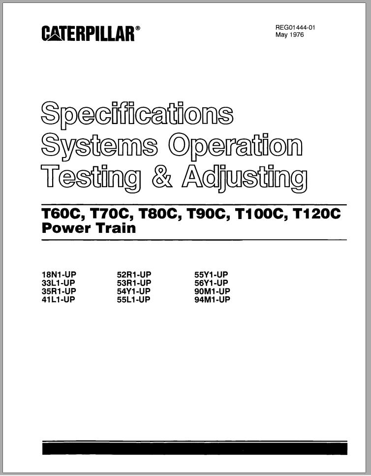 CAT Forklift T120C Service Operation Maintenance Manual 1