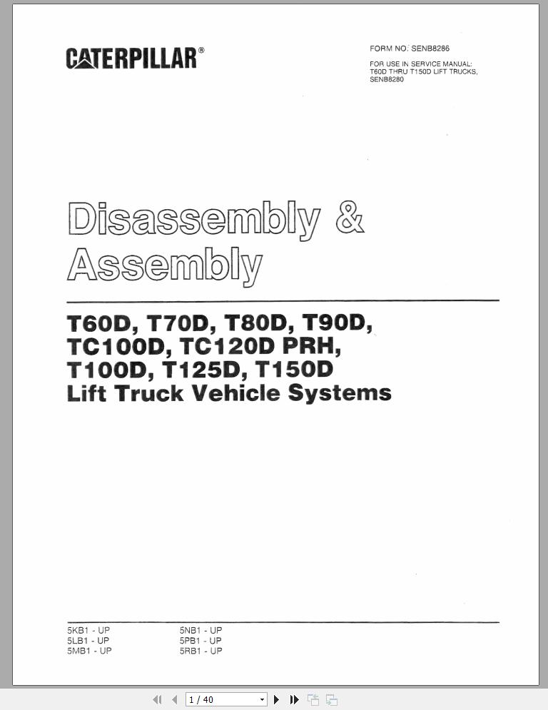 CAT Forklift T125D Service Manual