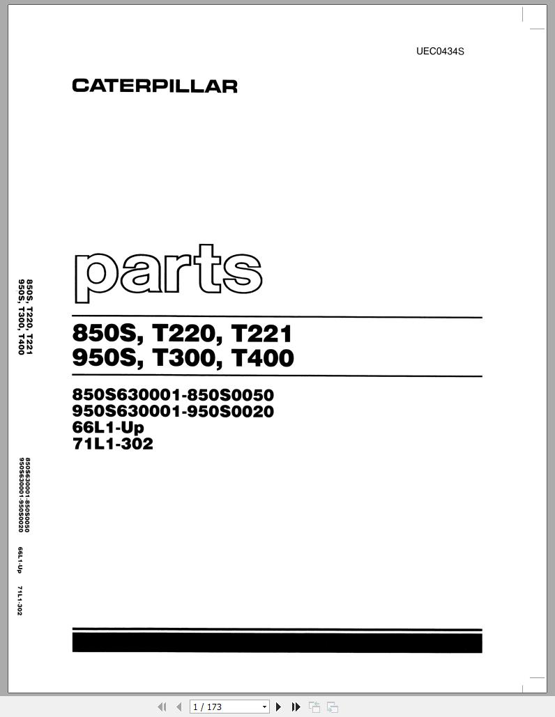CAT Forklift T165 T180 Spare Parts Manual