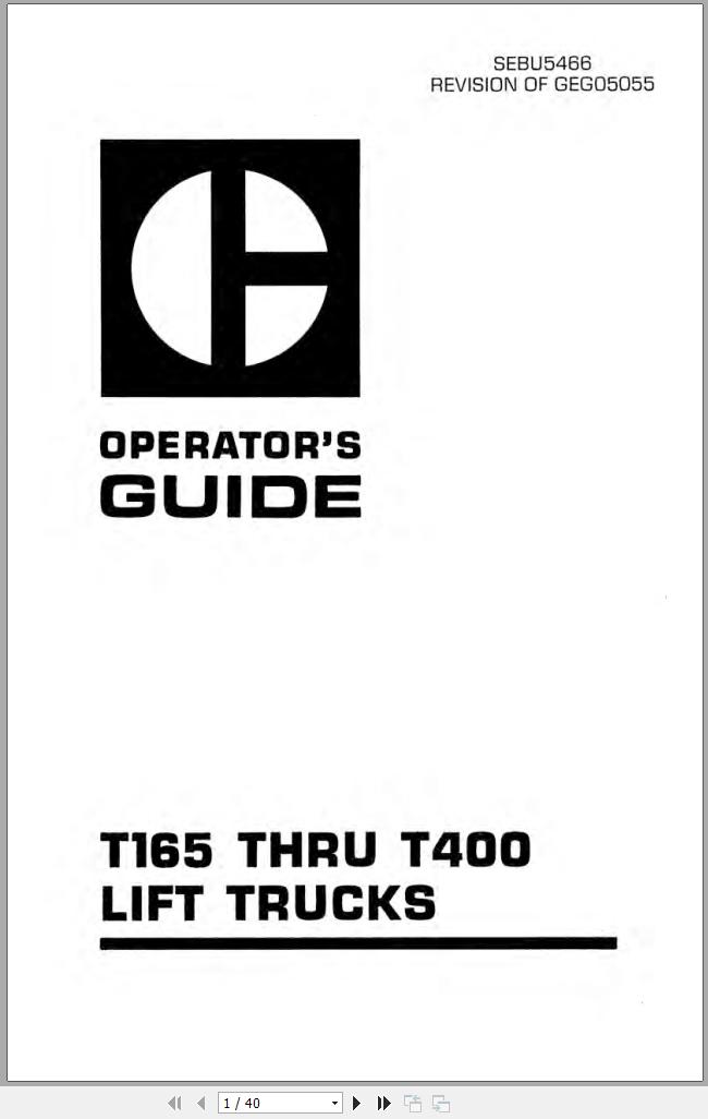 CAT Forklift T200C Operators Guide