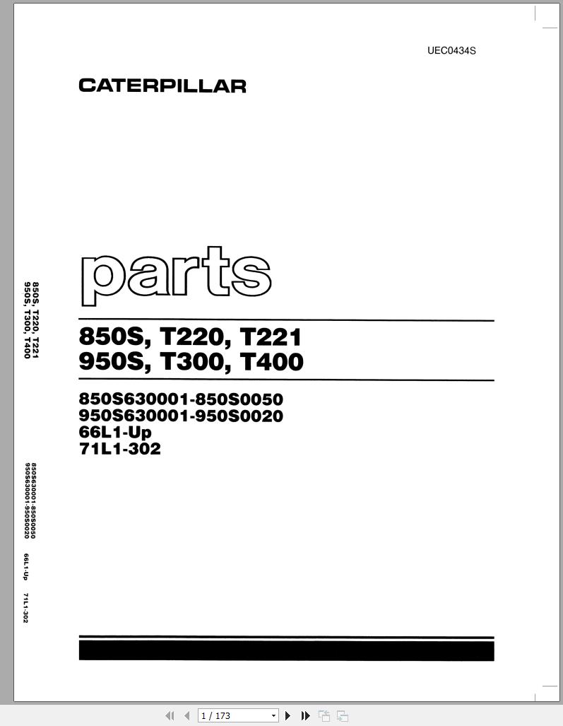 CAT Forklift T200C Spare Parts Manual