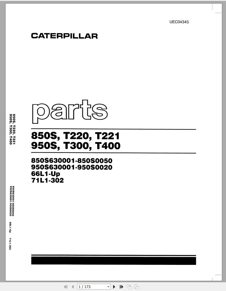 CAT Forklift T225 T250 T300 Spare Parts Manual