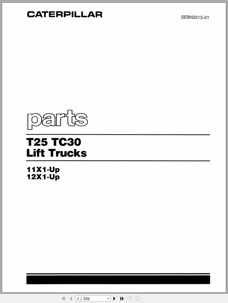 CAT Forklift T25 Spare Parts Manual