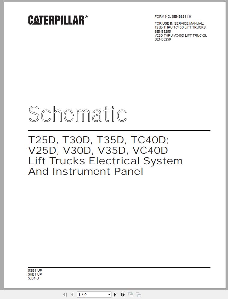 CAT Forklift T25D Service Manual