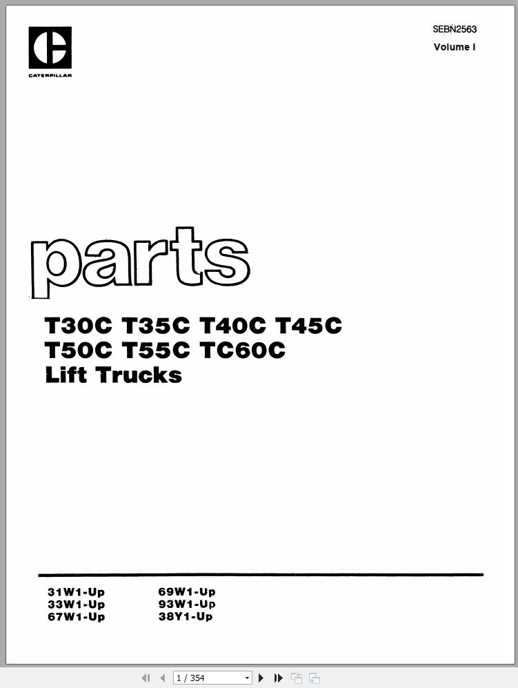 CAT Forklift T30C Spare Parts Manual