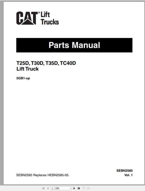 CAT Forklift T30D Spare Parts Manual