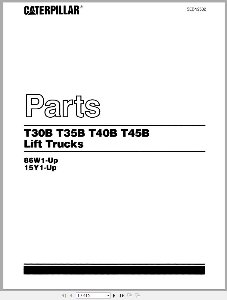CAT Forklift T35B Spare Parts Manual