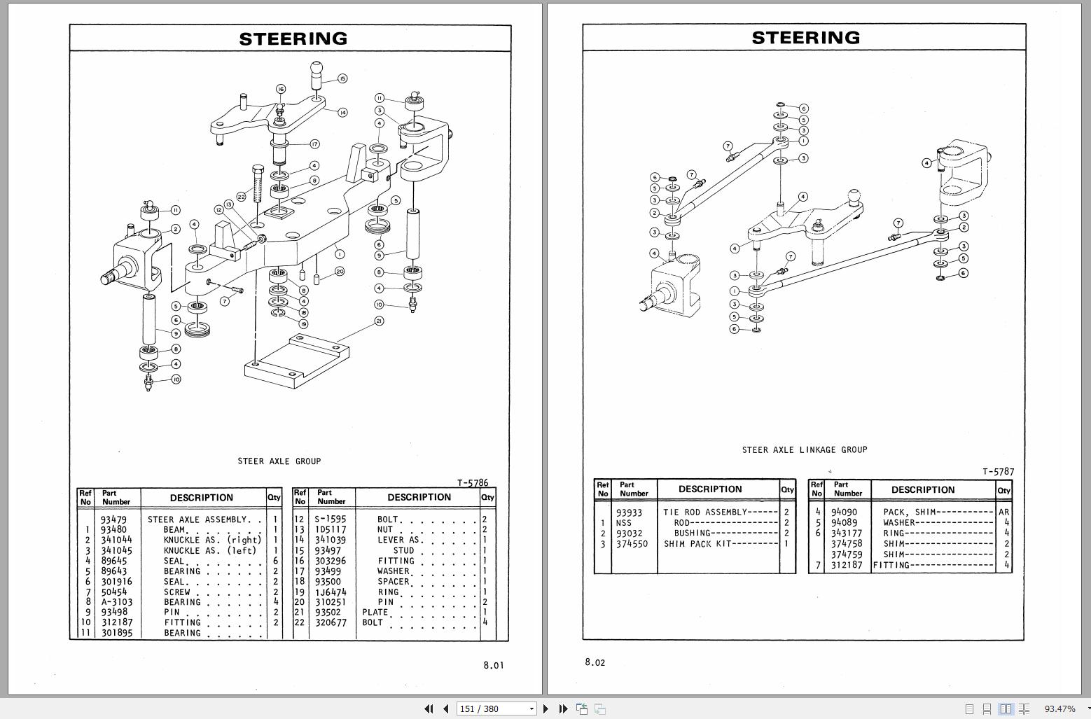 CAT Forklift T40B T45B T50B T60B Spare Parts Manual