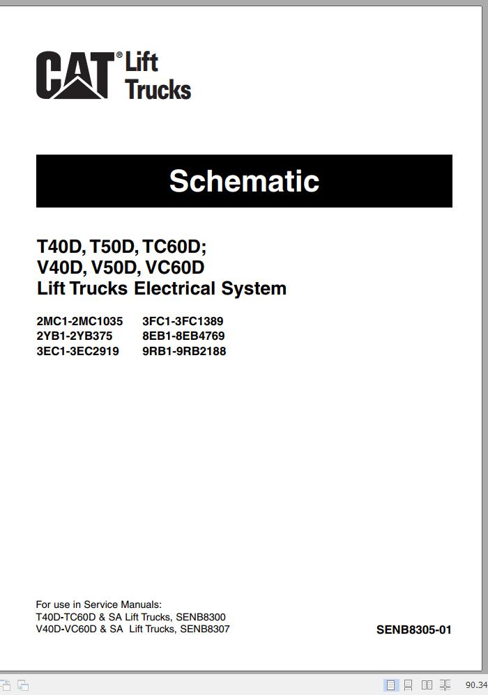 CAT Forklift T40D T50D Service Manual