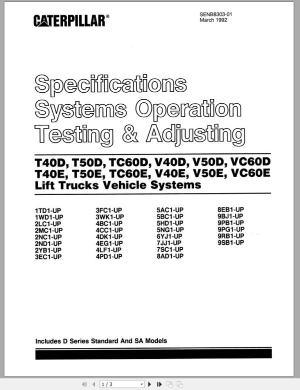 CAT Forklift T40D T50D Service Manual 1