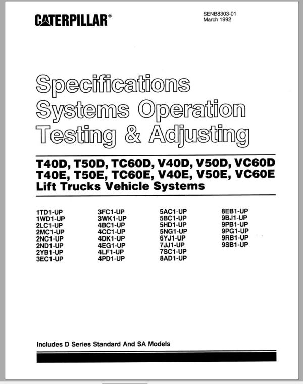 CAT Forklift T60E Service Manual 1
