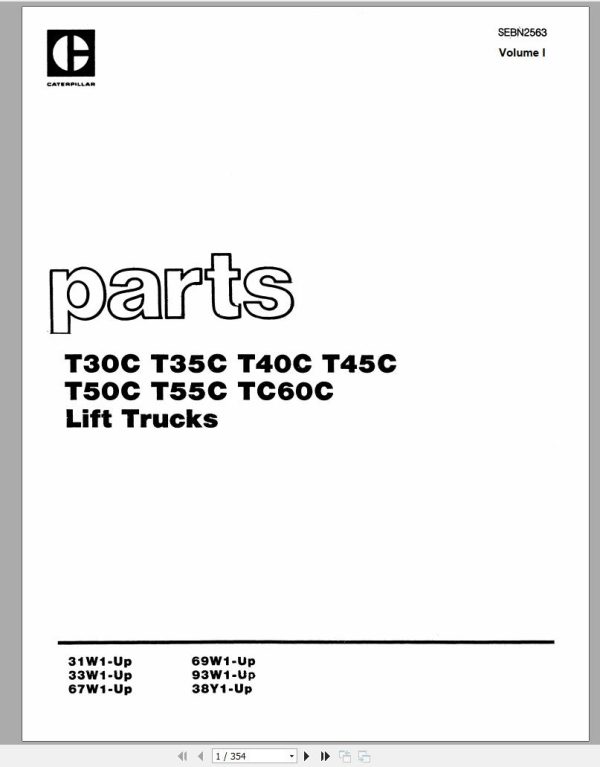 CAT Forklift TC60C Spare Parts Manual 1 1