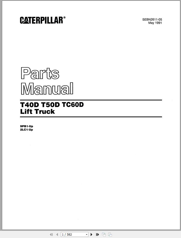 CAT Forklift TC60D Spare Parts Manual