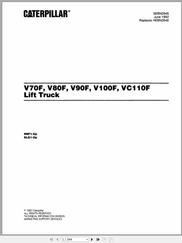 CAT Forklift V100F Spare Parts Manual 1