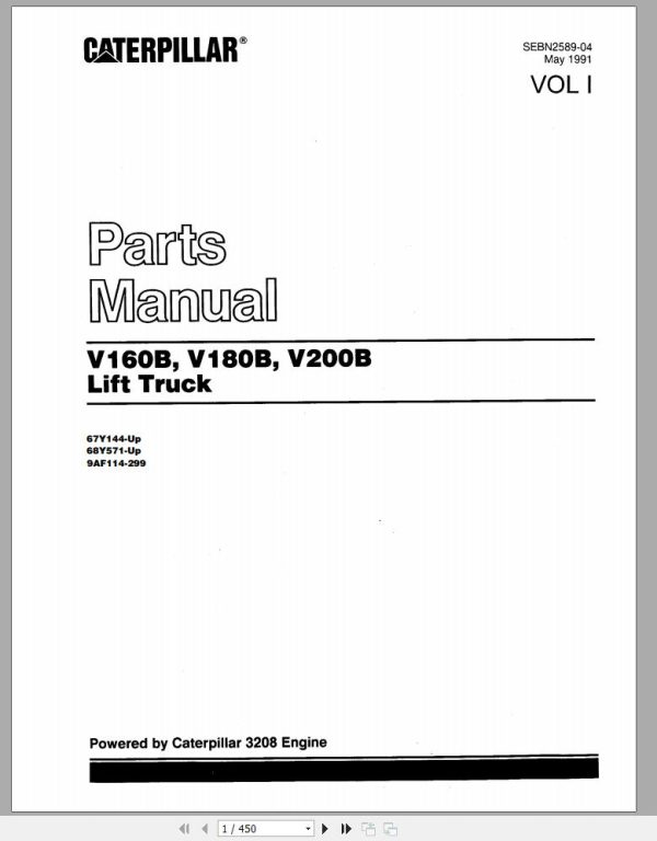 CAT Forklift V160B Spare Parts Manual 1
