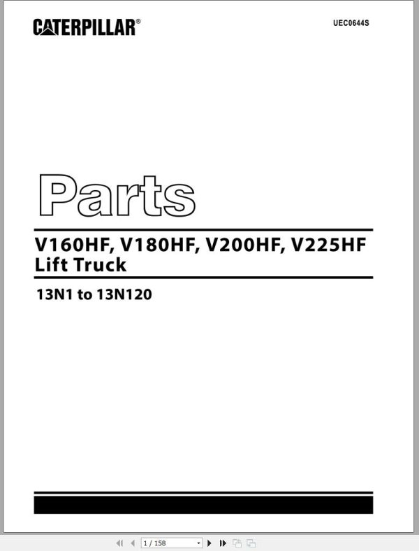 CAT Forklift V200HF Spare Parts Manual