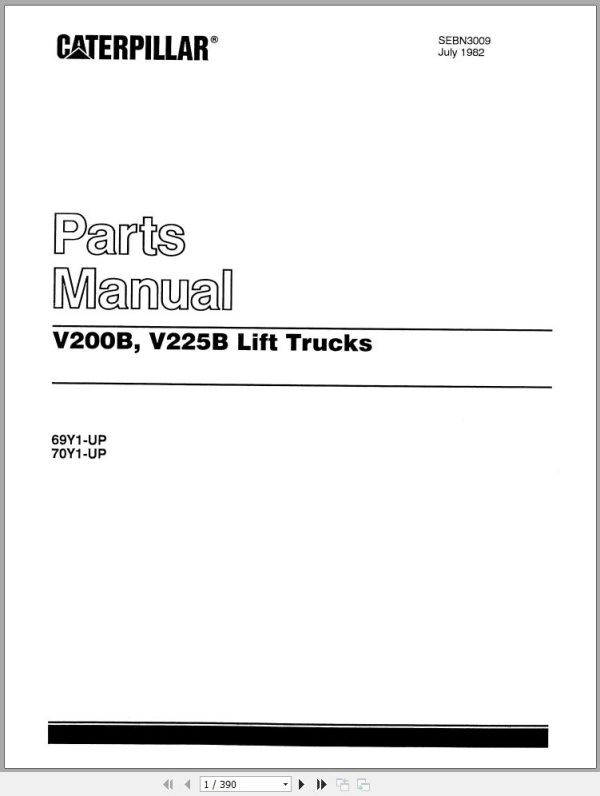 CAT Forklift V225B Spare Parts Manual