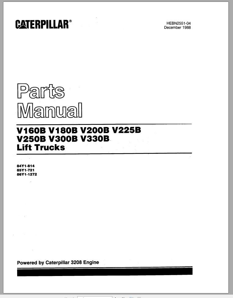 CAT Forklift V250B Spare Parts Manual 1