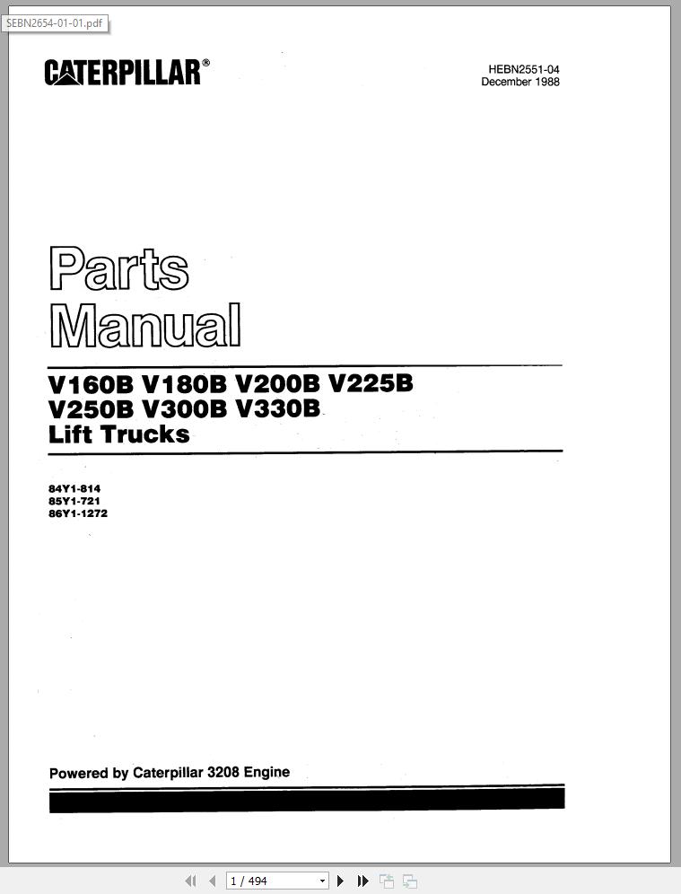 CAT Forklift V265C Service Manual