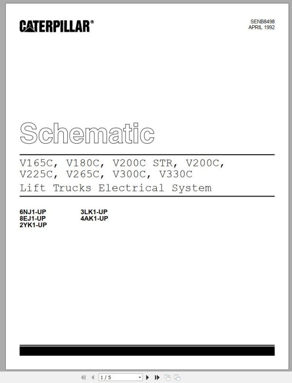 CAT Forklift V265C V300C V330C Spare Parts Manual 1