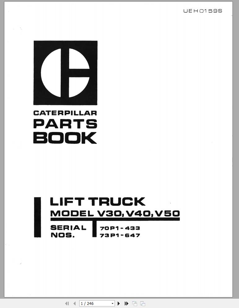 CAT Forklift V30 V40 V50 Spare Parts Manual
