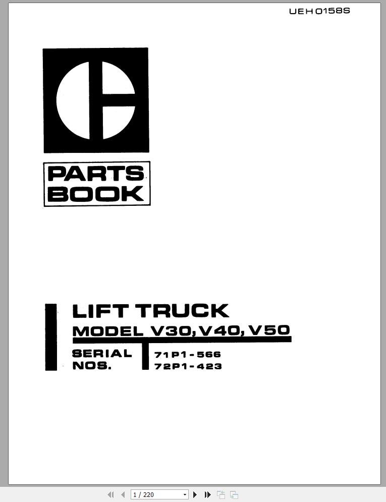 CAT Forklift V30B V35B V40B V45B V50B Spare Parts Manual