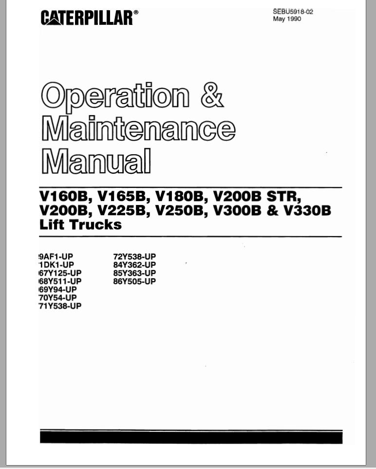 CAT Forklift V330B Service Manual