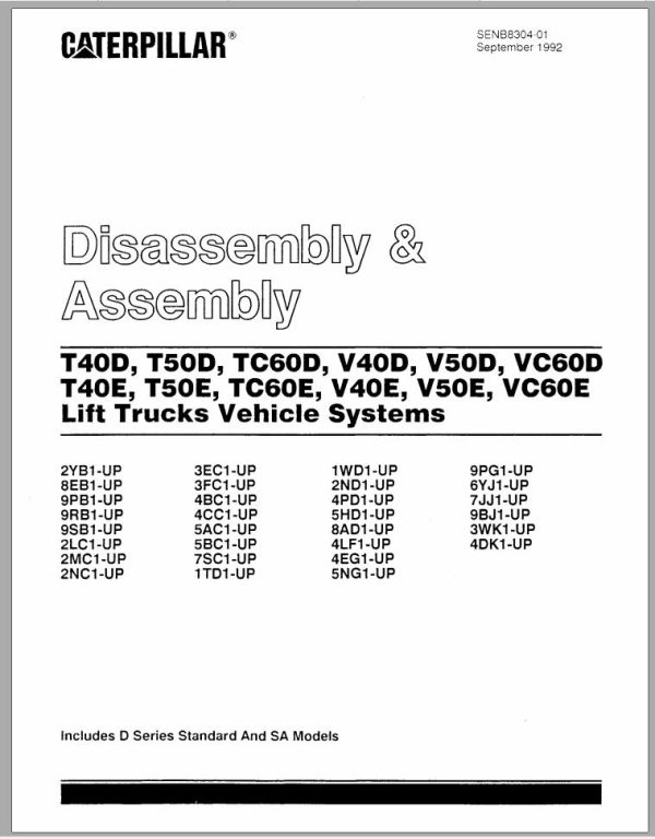 CAT Forklift V40D SA Service Manual