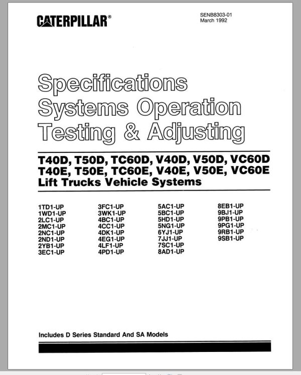 CAT Forklift V40D SA Service Manual 1