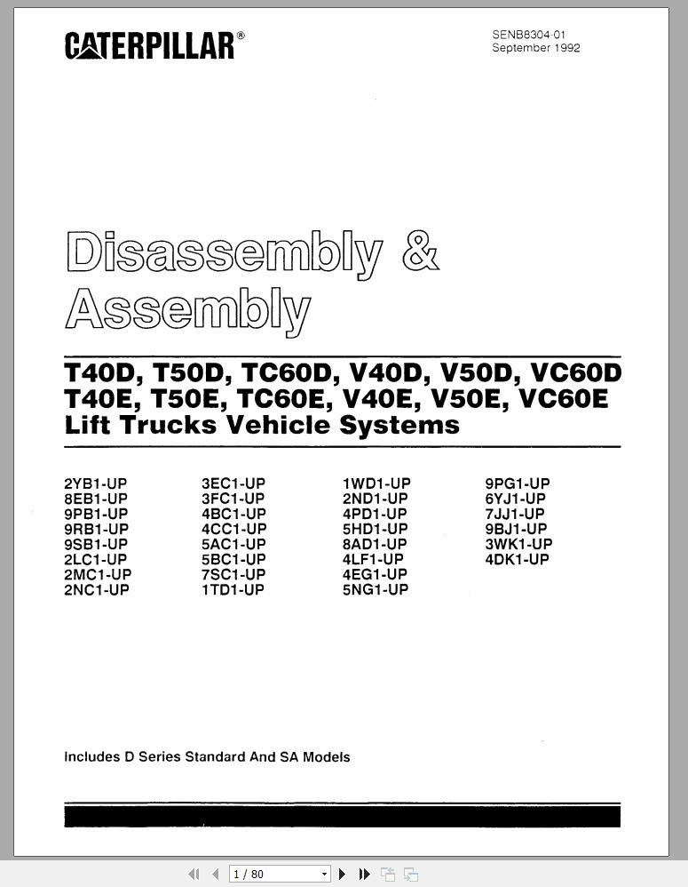 CAT Forklift V40D Schematic Service Manual