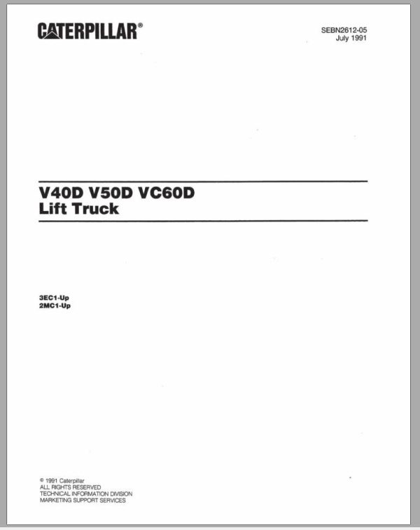 CAT Forklift V40D V50D Spare Parts Manual