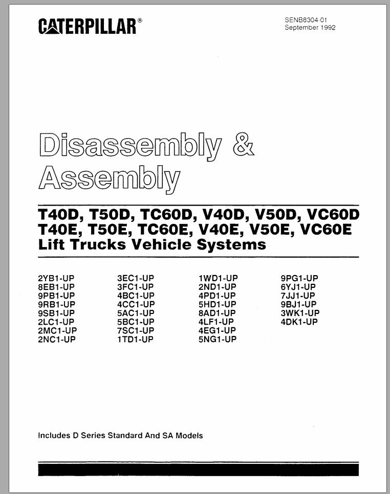 CAT Forklift V40E V50E Schematic Service Manual