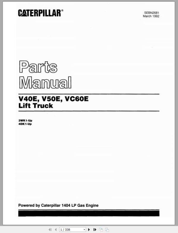 CAT Forklift V40E V50E Spare Parts Manual 1
