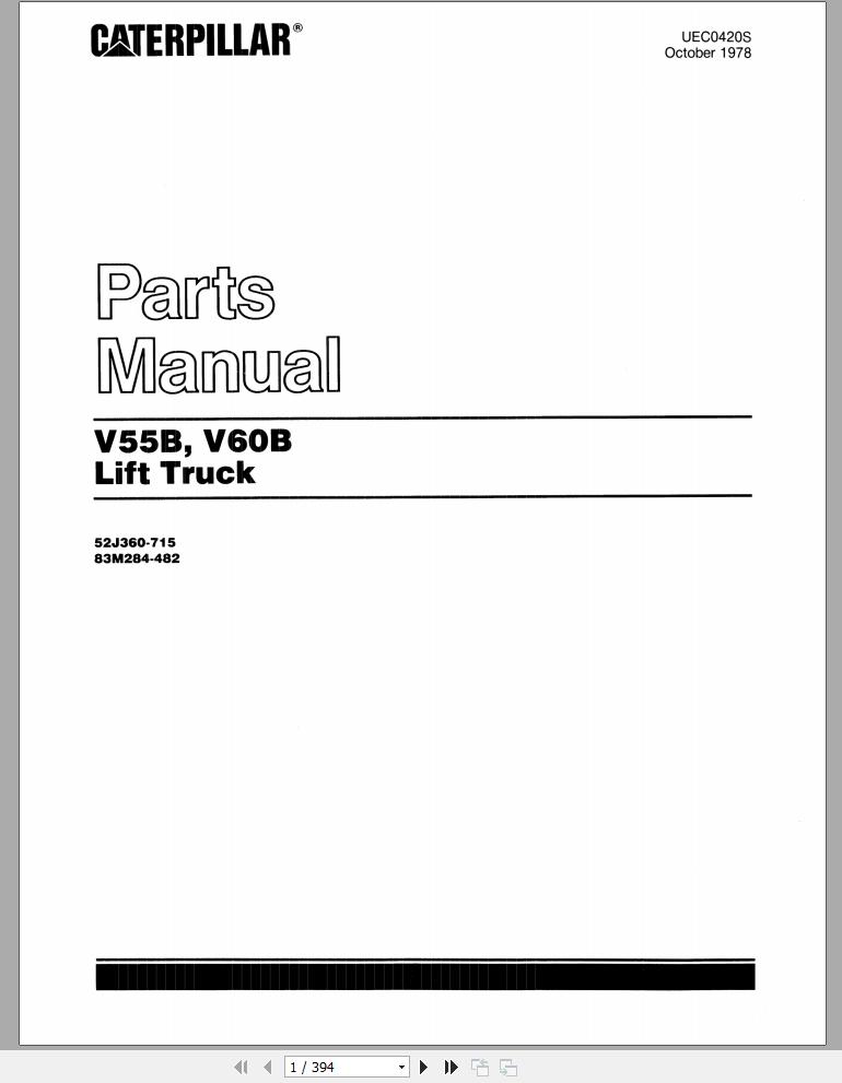 CAT Forklift V41 V51 Spare Parts Manual