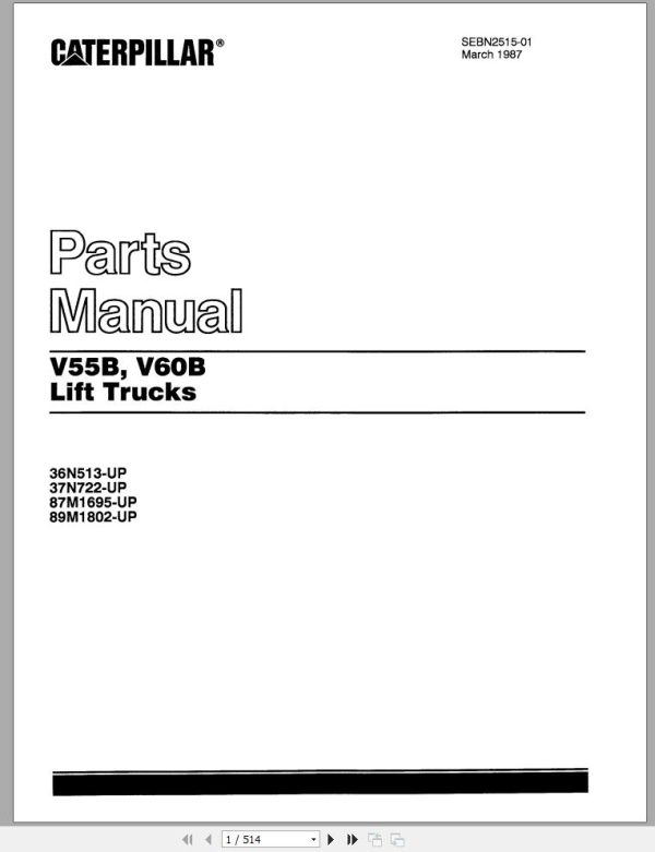 CAT Forklift V41 V51 Spare Parts Manual 1