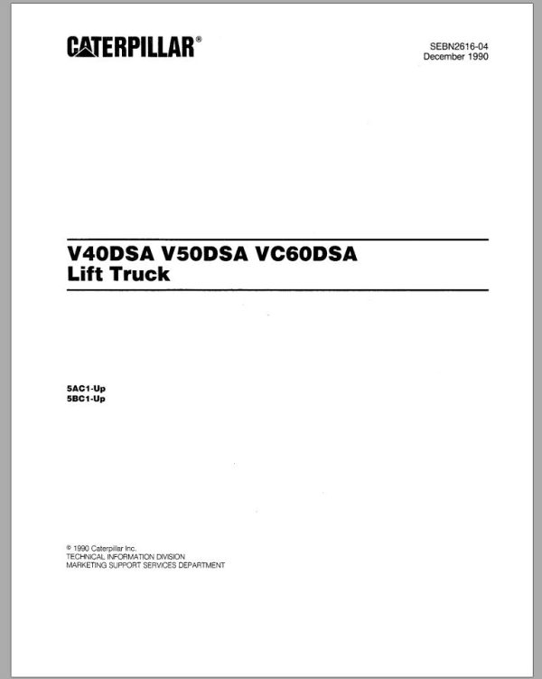 CAT Forklift V50D SA VC60D SA Spare Parts Manual