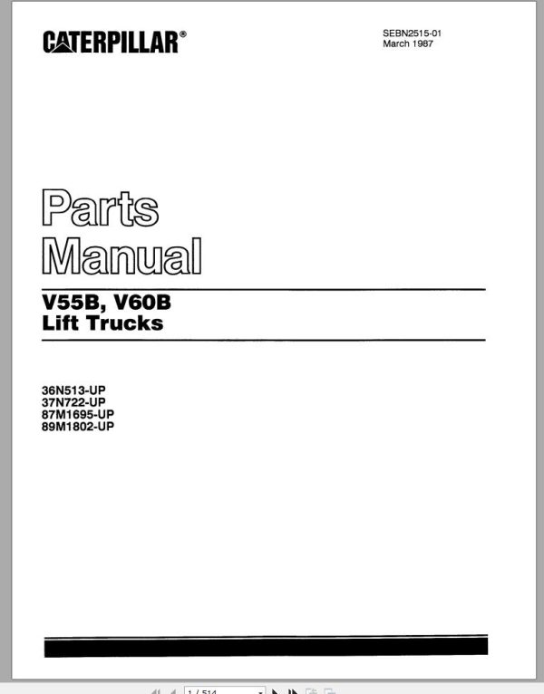 CAT Forklift V55B Spare Parts Manual