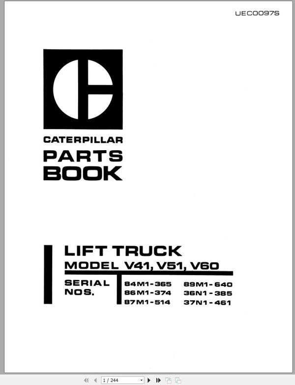 CAT Forklift V60 Spare Parts Manual