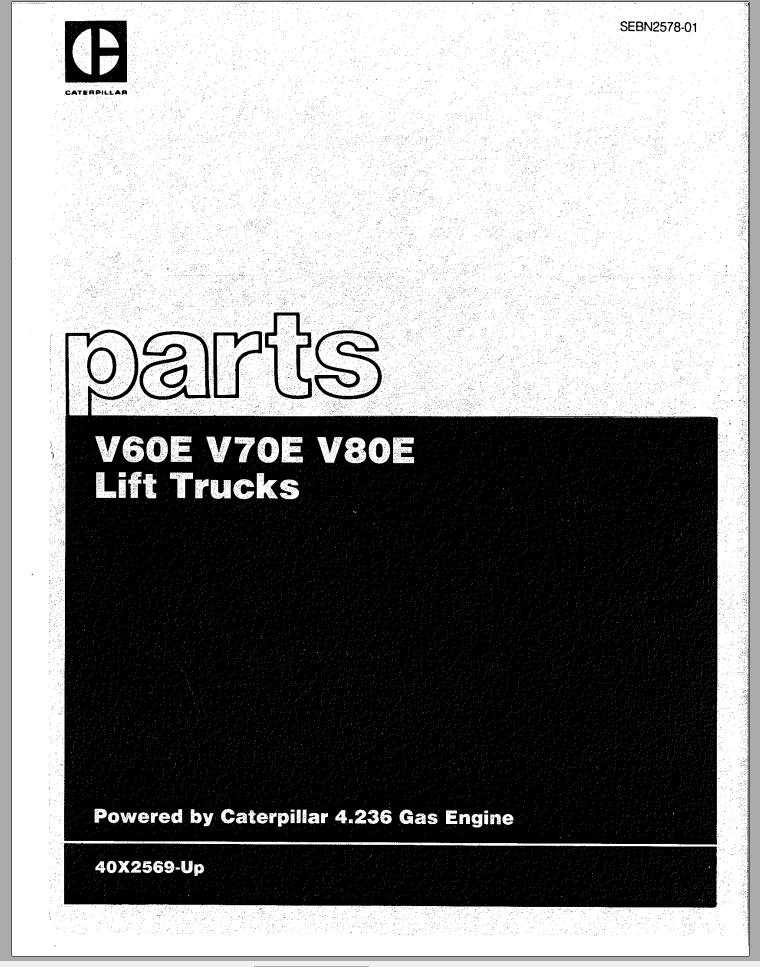 CAT Forklift V60D V70D V80D Spare Parts Manual