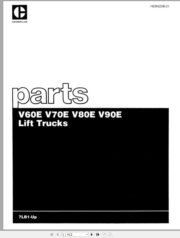 CAT Forklift V60E V70E V80E Spare Parts Manual 1
