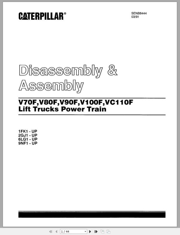 CAT Forklift V70F V90F VC110F Service Manual