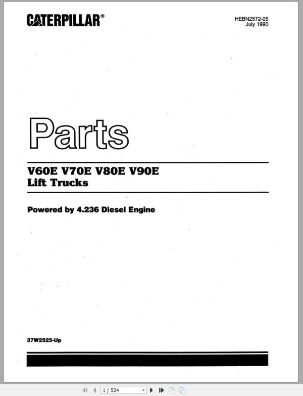 CAT Forklift V90E Spare Parts Manual