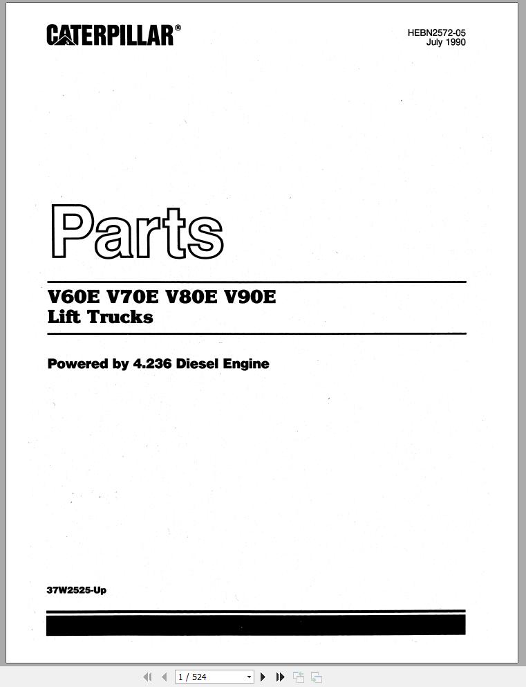 CAT Forklift V90E Spare Parts Manual