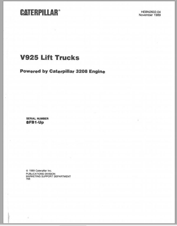 CAT Forklift V925 Spare Parts Manual