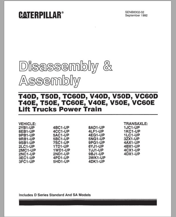CAT Forklift VC60D SA Service Manual 1