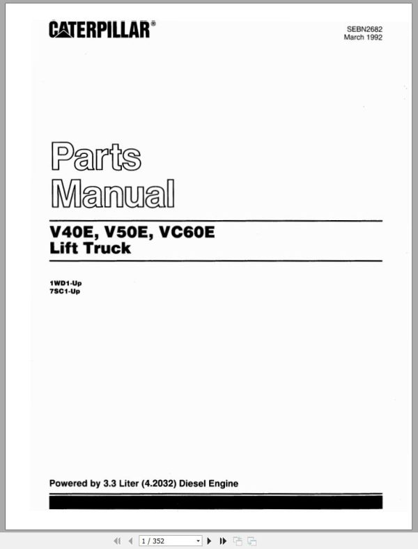 CAT Forklift VC60E Spare Parts Manual