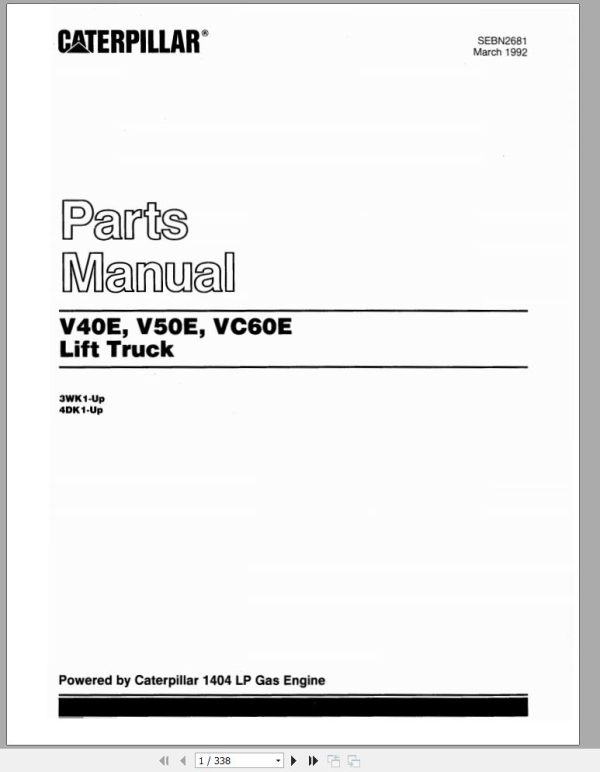 CAT Forklift VC60E Spare Parts Manual 1
