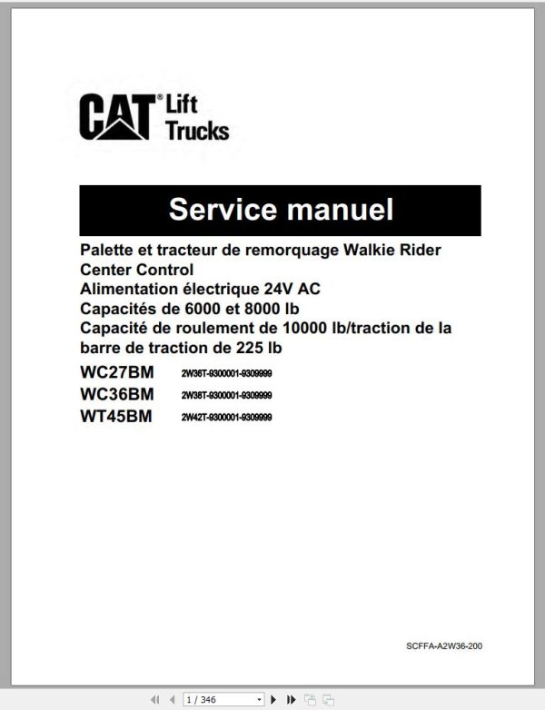 CAT Forklift WC27BM WC36BM Service Operation Maintenance Manual 1