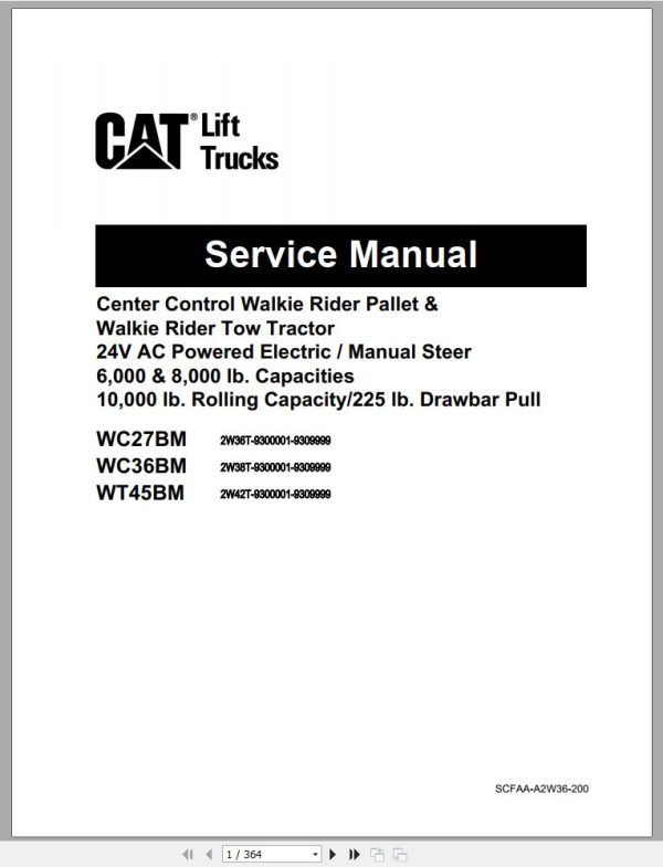 CAT Forklift WC27M Service Operation Maintenance Manual