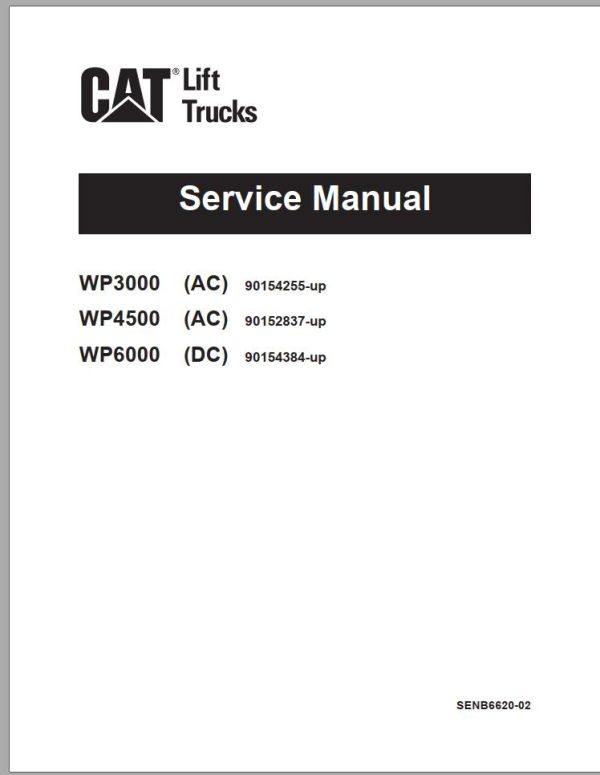 CAT Forklift WP4500 Service Operation Maintenance Manual